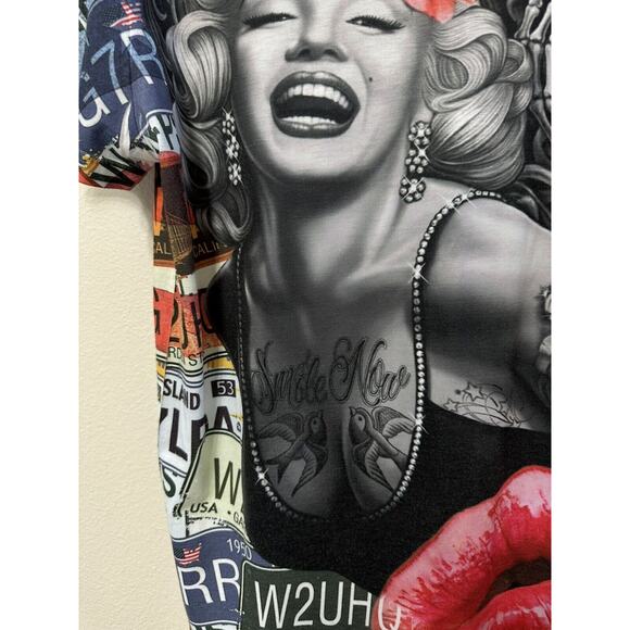 WHATLEES‎ Marilyn Monroe Tattoo License Plate Graphic T-Shirt XL - Picture 5 of 7
